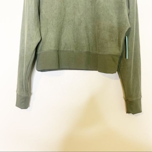 NWT Abound Olive Night Mock Neck Long Sleeve Cropped Fleece Pullover Small - Picture 5 of 11